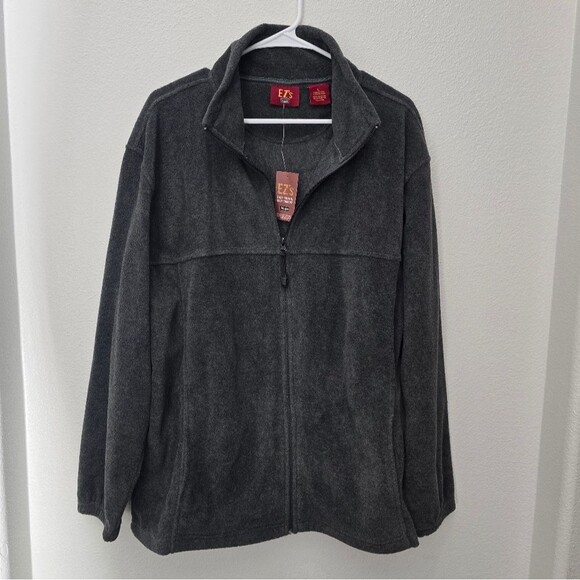 Haggar Ez's grey zip up fleece jacket size large NWT - Picture 1 of 5
